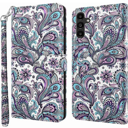 Pattintható tok a Samsung Galaxy A14 4G/5G, Wallet, lila
