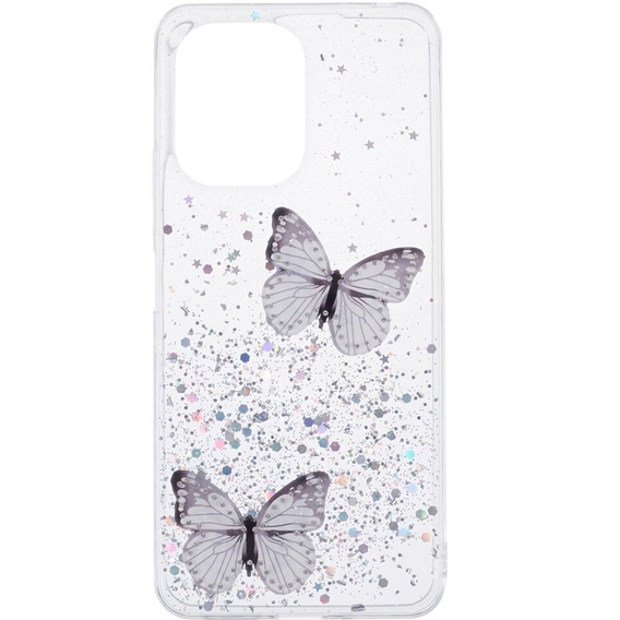 Tok Xiaomi Redmi 13C / Poco C65, Glitter Butterfly, fehér