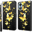 Pattintható tok a Oppo A17, Wallet, Butterflies arany