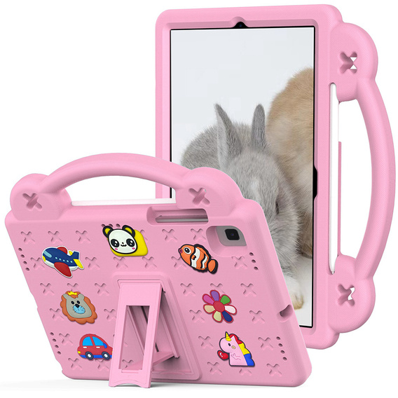 Gyermek tok Samsung Galaxy Tab S6 Lite 10.4 2020/2022 / Tab A7 2020 T500 / T505 / Tab S6 T860/T865, Cute Patterns, állvánnyal, rózsaszín