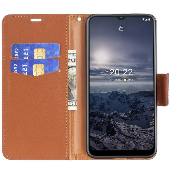 Pattintható tok a Nokia G11 / G21, Litchi Wallet Case, barna