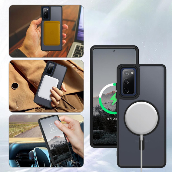 Tok Samsung Galaxy S20 FE-hoz, MagSafe, ERBORD Matt Case, fekete + képernyőüveg