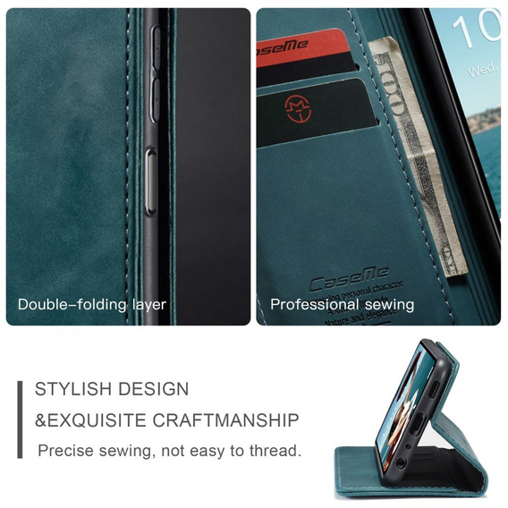CASEME tok Samsung Galaxy A12 / M12 / A12 2021, Leather Wallet Case, kék