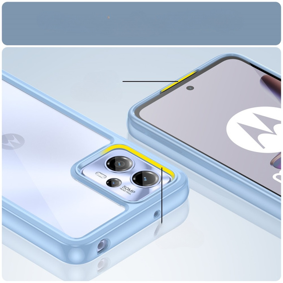Telefontok a Motorola Moto G13 / G23, Fusion Hybrid, átlátszó / kék