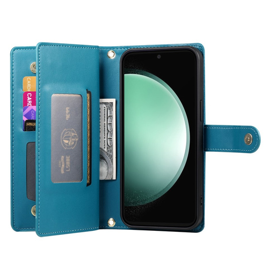 Pattintható tok a Samsung Galaxy S25 Edge, Wallet Zipper Pocket, kék