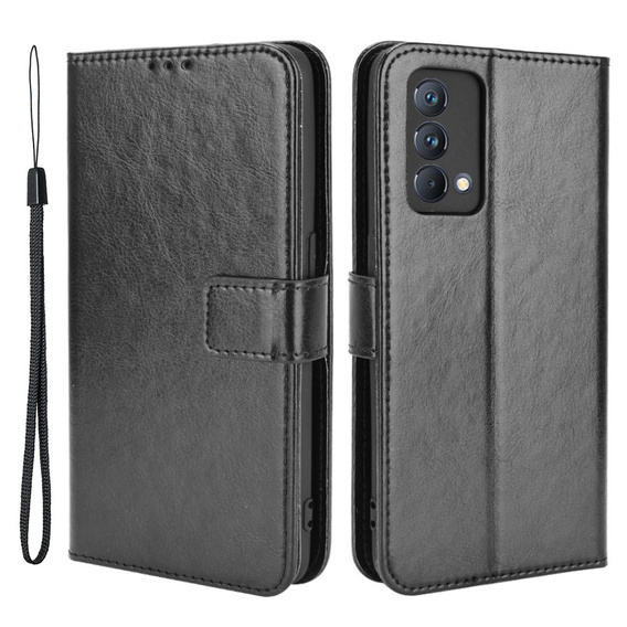 Pattintható tok a Realme GT Master, Crazy Horse Wallet, fekete