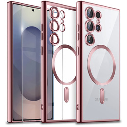 Tok Samsung Galaxy S25 Ultra-hoz, Electro MagSafe, rózsaszín rose gold + üveg a képernyőhöz