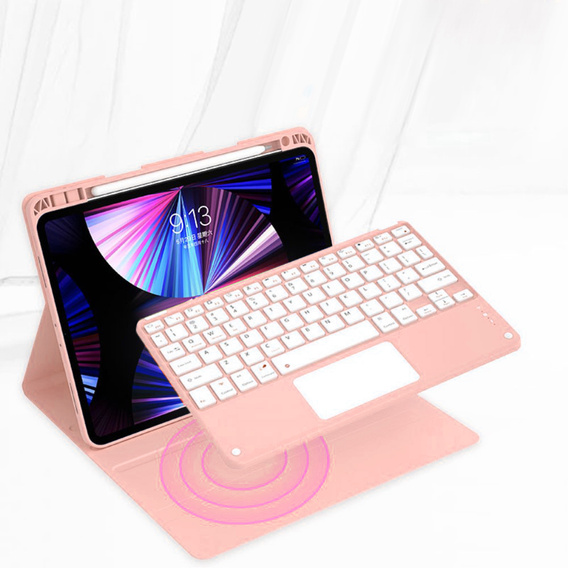 Tok + billentyűzet iPad Air 10.9 4 2020 / 5 2022, Touchpad, rózsaszín rose gold