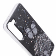 Tok Samsung Galaxy S24, Glitter Butterfly, fekete