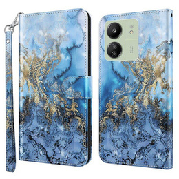 Pattintható tok a Xiaomi Redmi 13C / Poco C65, Wallet, Marble kék