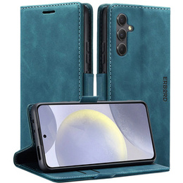 Telefontok a Samsung Galaxy S24+ Plus, ERBORD Vintage, pénztárca patenttal, kék