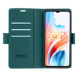Tok Oppo A18 4G / A38 4G, ERBORD Glossy Litchi, pénztárca patenttal, zöld