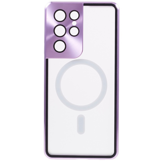 Magnetic Dual Glass MagSafe tok Samsung Galaxy S21 Ultra, lila