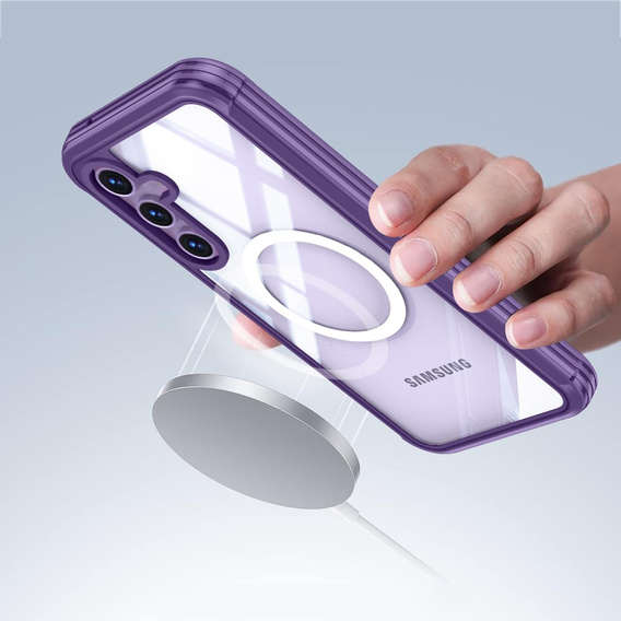 Tok Samsung Galaxy A55 5G-hoz, Shockproof, üveggel, MagSafe-hoz, lila