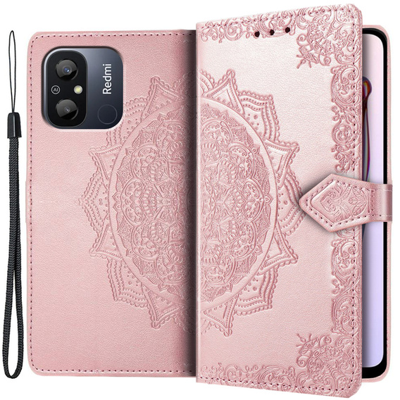 Pattintható tok a Xiaomi Redmi 12C, Mandala, rózsaszín rose gold