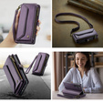 Tok CASEME Samsung Galaxy A55 5G, RFID Leather Wallet, vállpánttal, lila