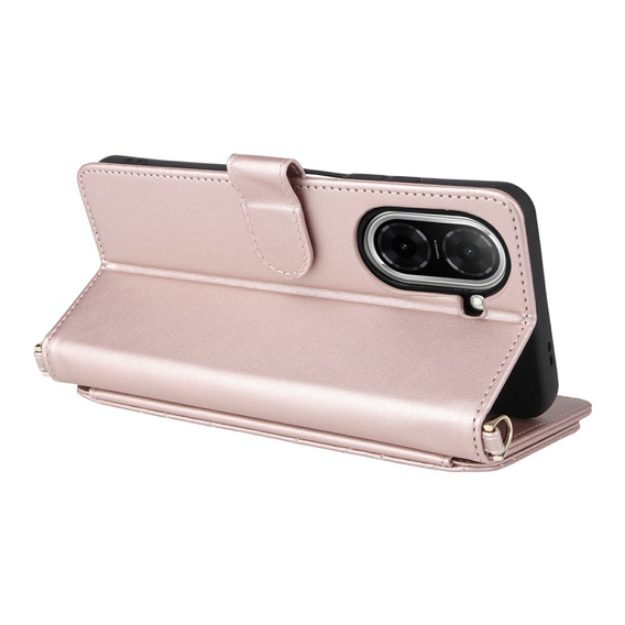 Tok patenttal a Xiaomi Redmi A5-hez, Crossbody Leather Wallet, rózsaszín