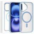 Tok iPhone 16-hoz, MagSafe, ERBORD Matt Case, átlátszó / kék + képernyőüveg
