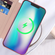 Pattintható tok a iPhone 15, RFID Wallet MagSafe CamShield, rózsaszín