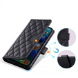 Flap tok iPhone 16, Rhombus Crossbody Leather, fekete
