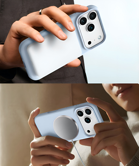 Szilikon tok iPhone 17 Pro Max készülékhez, MagSafe, ütésgátló, kék