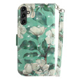 Pattintható tok a Samsung Galaxy A14 4G/5G, Wallet, Flowers, fehér