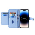 Pattintható tok a iPhone 14 Pro, Wallet Zipper Pocket, kék