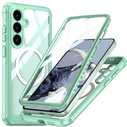 Tok Samsung Galaxy S25 FE-hoz, Shockproof, üveggel, MagSafe-hoz, zöld