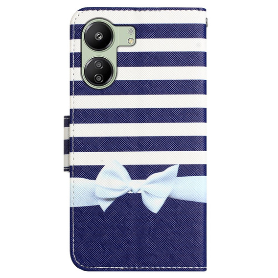 Pattintható tok a Xiaomi Redmi 13C / Poco C65, Wallet, Bowknot, kék