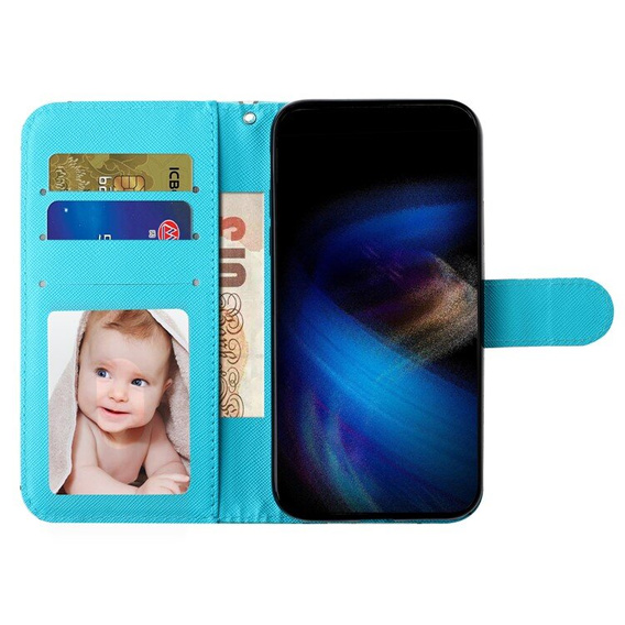 Pattintható tok a Xiaomi Redmi 13C / Poco C65, Wallet, Butterflies kék