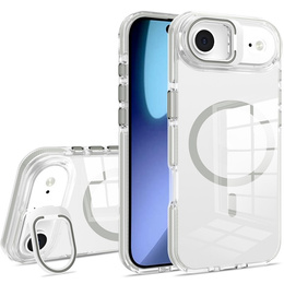 Tok iPhone Air készülékhez, MagSafe, állvánnyal, átlátszó, szürke betétekkel