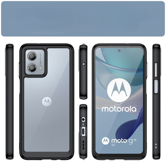 Telefontok a Motorola Moto G53 5G, Fusion Hybrid, átlátszó / fekete