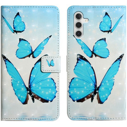 Pattintható tok a Samsung Galaxy A05s Wallet, Butterflies, kék