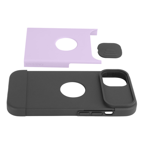 ERBORD MagSafe Cam Slider tok, lila + képernyővédő üveg iPhone 13 / iPhone 14 készülékekhez