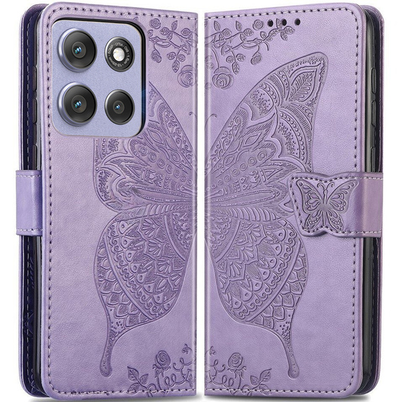 Pattintható tok a Motorola Moto G86 Power 5G, Butterfly, lila