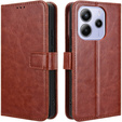 Pattintható tok a Xiaomi Redmi Note 14 4G, Crazy Horse Wallet, barna