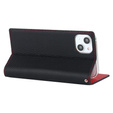 Pattintható tok a iPhone 15, Litchi Skin Grain, fekete