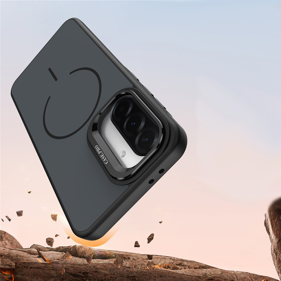 Bőrérzetű tok MagSafe állvánnyal Samsung Galaxy A57 5G készülékhez, fekete