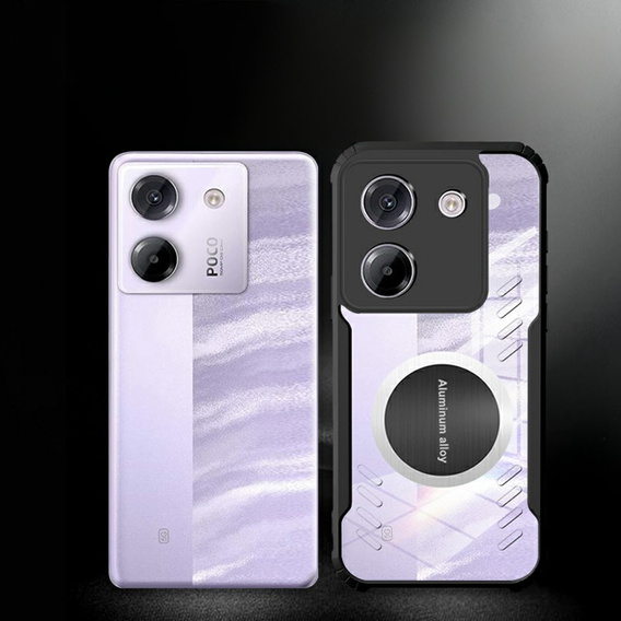 Tok Xiaomi Poco M7 Pro 5G, mágneses lemezzel, átlátszó / fekete