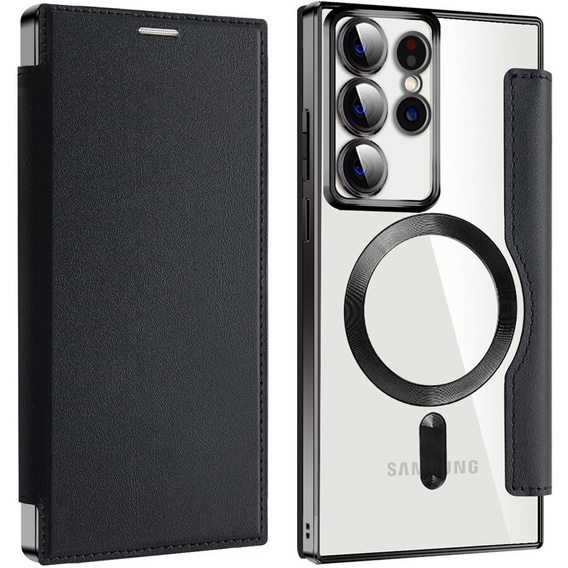 Pattintható tok a Samsung Galaxy S22 Ultra 5G, RFID Wallet MagSafe CamShield, fekete