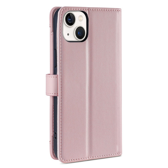 Pattintható tok a iPhone 14, Wallet Zipper Pocket, rózsaszín