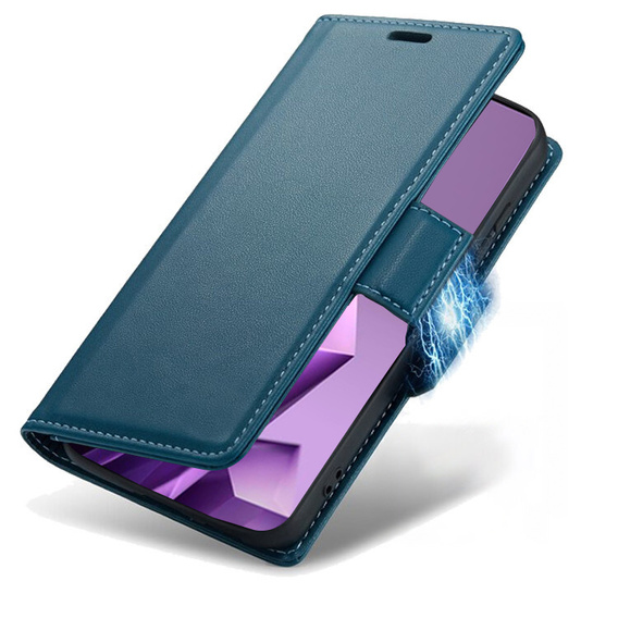 Tok Infinix Note 50 Pro, ERBORD Glossy Litchi, pénztárca patenttal, kék