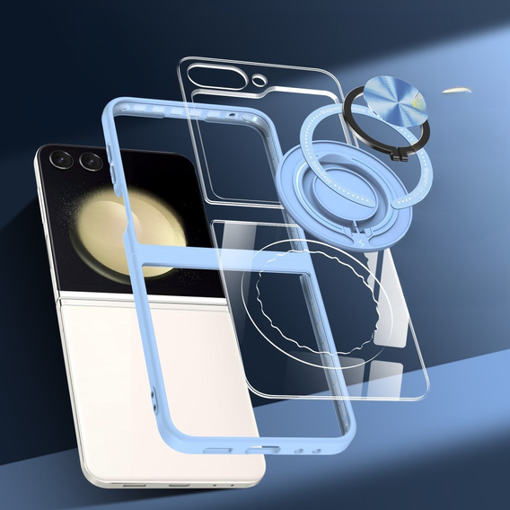 Tok Samsung Galaxy Z Flip7 FE / Z Flip6, Corners Dropproof, MagSafe-hoz, átlátszó / kék