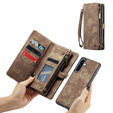CASEME tok Samsung Galaxy A56 5G, Retro Leather Wallet, szíjjal, barna
