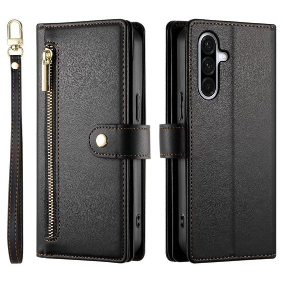 Wallet Zipper Pocket flip tok Samsung Galaxy A17 5G, Wallet Zipper Pocket, fekete