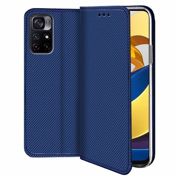 Pattintható tok a Xiaomi Poco M4 Pro 5G / Redmi Note 11S 5G, Wallet Smart Magnet, kék