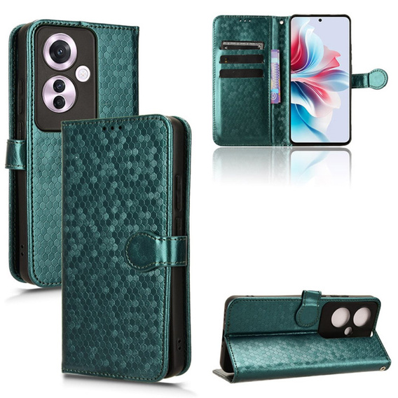 Flap tok Oppo Reno 11F 5G, Wallet Rhombus, zöld