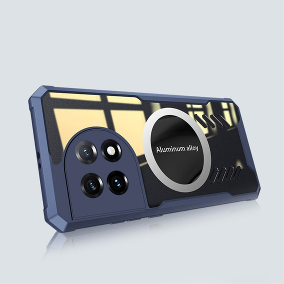 Tok OnePlus 11 5G, mágneses lemezzel, átlátszó / tengerészkék