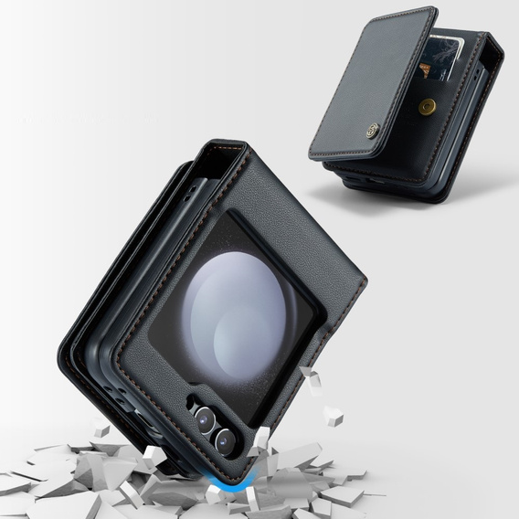 CASEME flip tok Samsung Galaxy Z Flip5 5G, Litchi Wallet, fekete