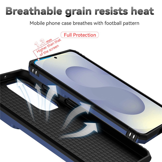 Páncélozott tok állvánnyal és lencsefedéllel Samsung Galaxy S26 Plus készülékhez, kék